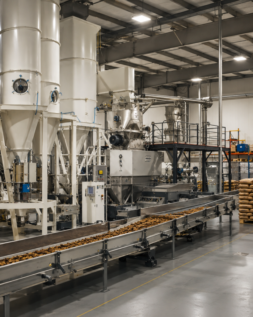 inside a pet food manufacturing facility