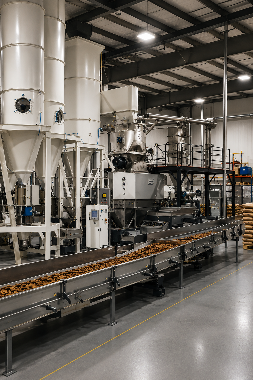 inside a pet food manufacturing facility